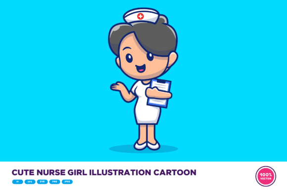 Cute Nurse Girl Illustration for Graphics Projects