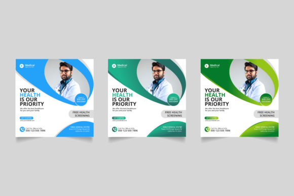 Healthcare and Medical Social Media Graphics and Print Templates