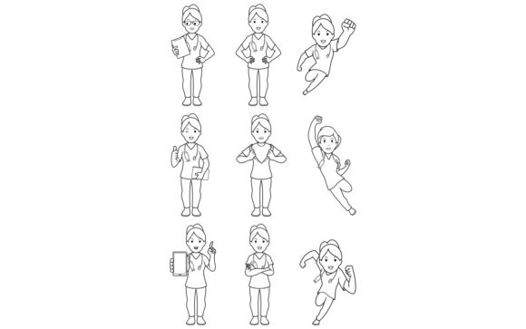 Nurse Female Line Art: Graphics for Creative Design