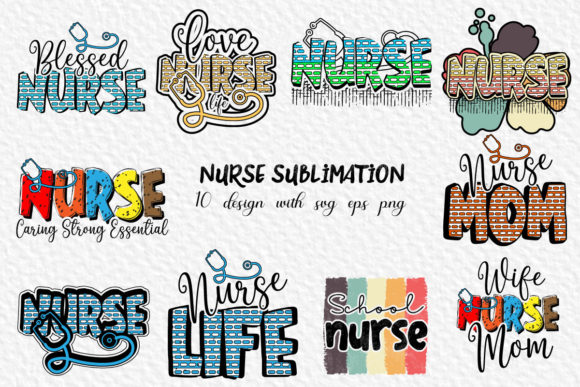 Nurse Sublimation Design Bundle