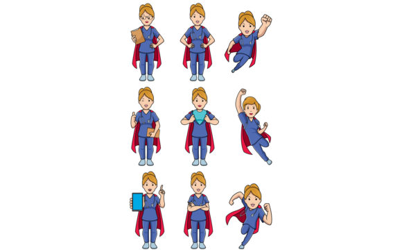 Super Nurse Caucasian Female Set: Graphics for Local Branding