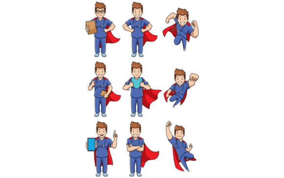 Super Nurse Caucasian Male Set Graphics